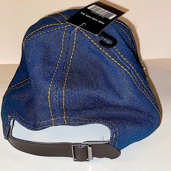 Nollia Denim And Rhinestones Logo Statement Fashion Baseball Cap. - Picture 2 of 3
